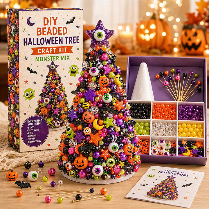 🎃✨ DIY Beaded Halloween Tree Craft Kit 👻🧵