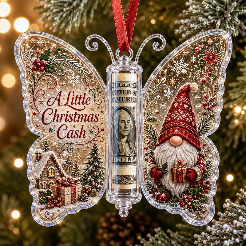 🦋🎄 3D Embossed Butterfly Christmas Cash Gift Ornament – Holiday Money Holder Keepsake 🎁