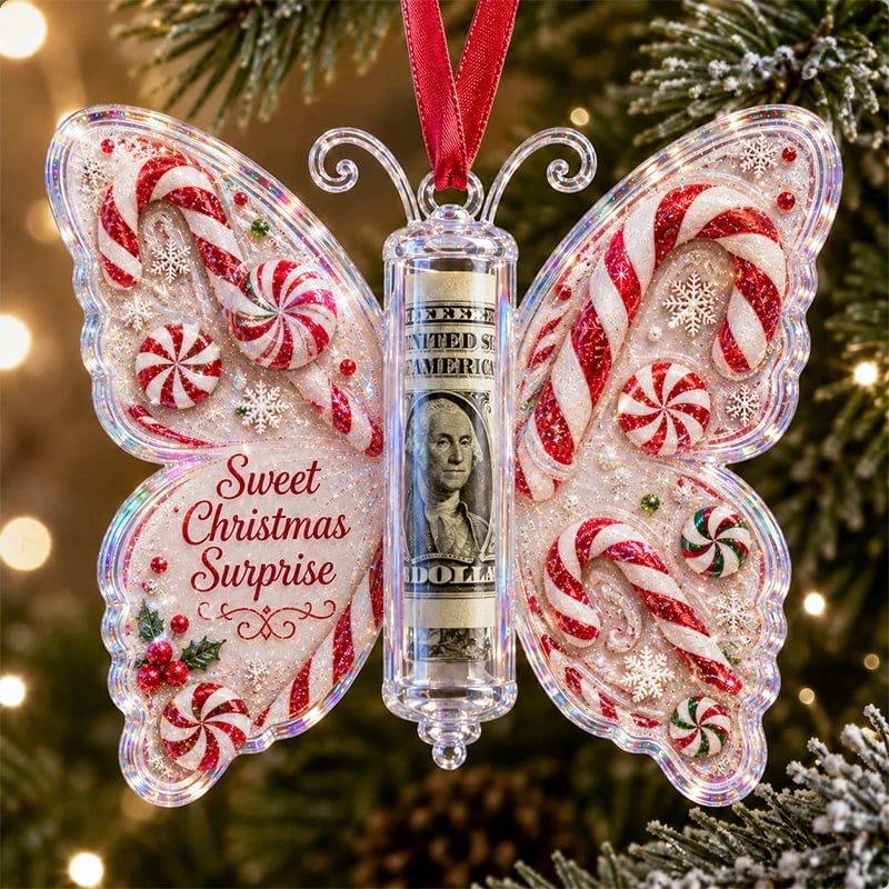 🦋🎄 3D Embossed Butterfly Christmas Cash Gift Ornament – Holiday Money Holder Keepsake 🎁