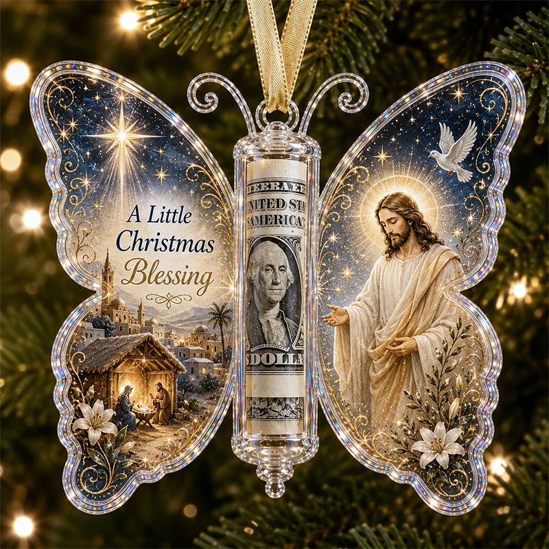 🦋🎄 3D Embossed Butterfly Christmas Cash Gift Ornament – Holiday Money Holder Keepsake 🎁