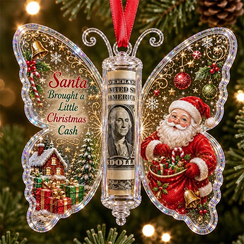 🦋🎄 3D Embossed Butterfly Christmas Cash Gift Ornament – Holiday Money Holder Keepsake 🎁