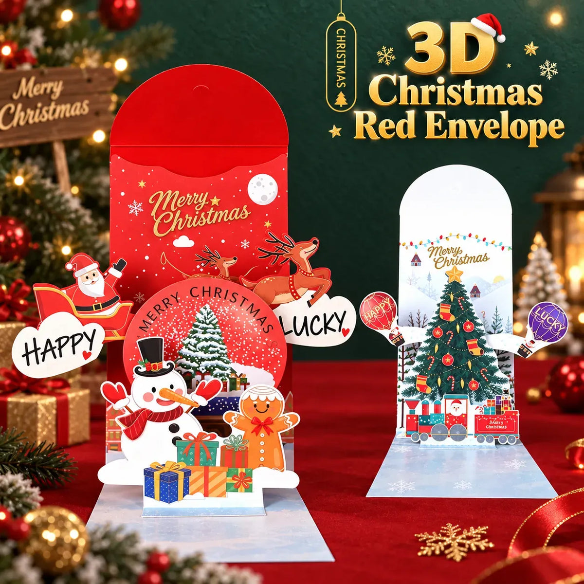 ⏰LAST DAY 50% OFF 🎄Handmade 3D Christmas Money Card – Pop-Up Holiday Card with Cash Envelope & Messa