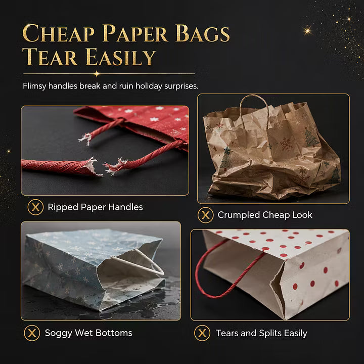 🎄 LIMITED‑TIME 70% OFF! ✨ Black Christmas Non Woven Gift Tote Bag – Gold Foil, Reusable, Sturdy Handles 🎁