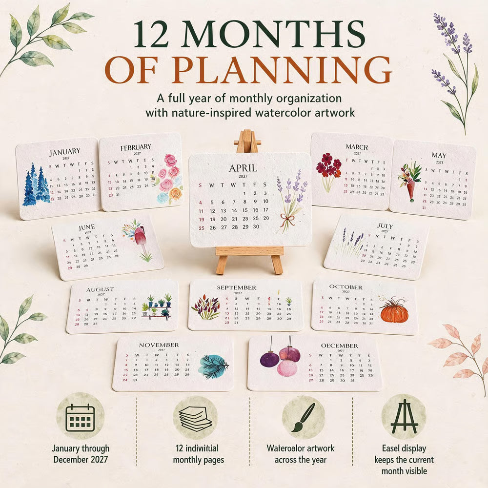 🌱Eco-Friendly Plantable "Timeless" Seed Calendar 2027 ✨ Plan•Plant•Grow•Enjoy