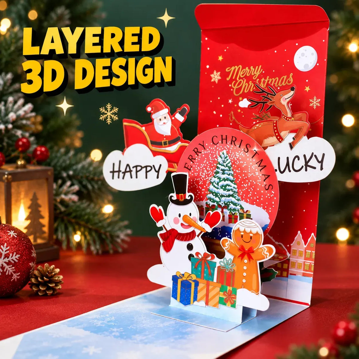 ⏰LAST DAY 50% OFF 🎄Handmade 3D Christmas Money Card – Pop-Up Holiday Card with Cash Envelope & Messa