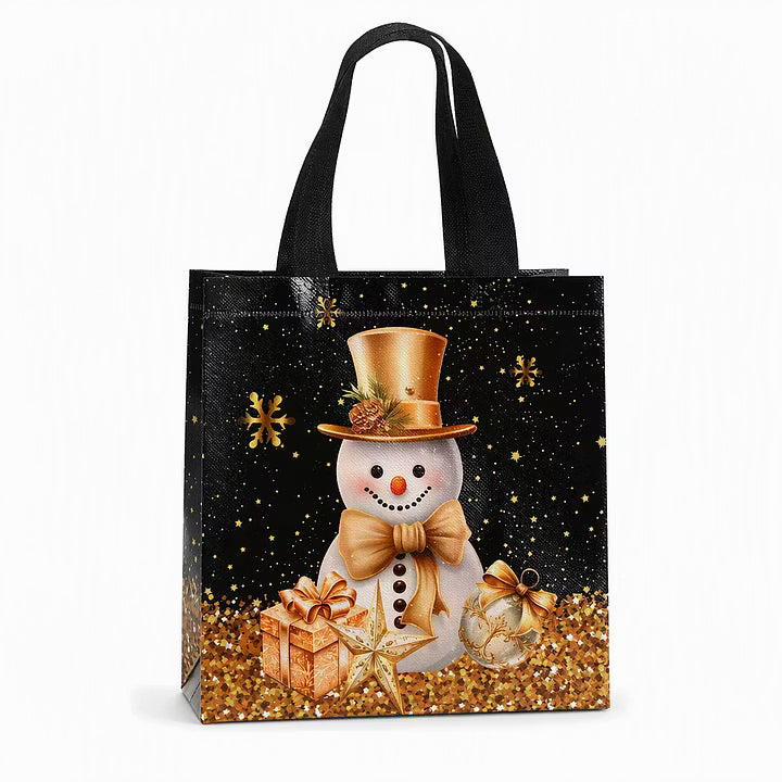 🎄 LIMITED‑TIME 70% OFF! ✨ Black Christmas Non Woven Gift Tote Bag – Gold Foil, Reusable, Sturdy Handles 🎁