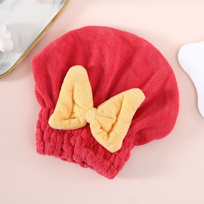 🔥Buy 2 Get 1 Free! Coral Velvet Cute Bow Hair Drying Cap🛁