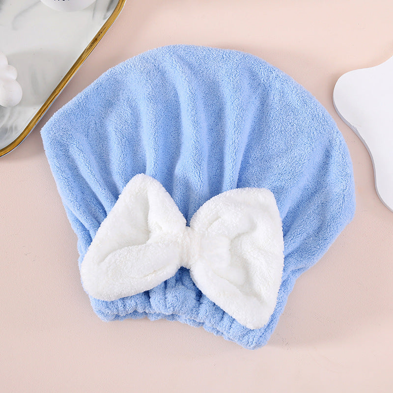 🔥Buy 2 Get 1 Free! Coral Velvet Cute Bow Hair Drying Cap🛁