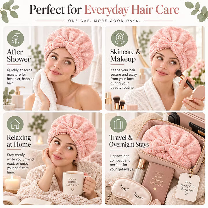 🔥Buy 2 Get 1 Free! Coral Velvet Cute Bow Hair Drying Cap🛁